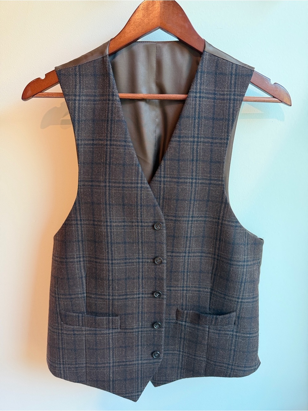 Men's Brown Plaid Dress Vest
